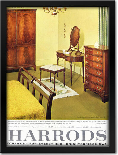 1964 vintage Harrods Gallery advert