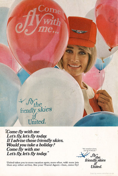 1969 United Airlines  - unframed vintage ad