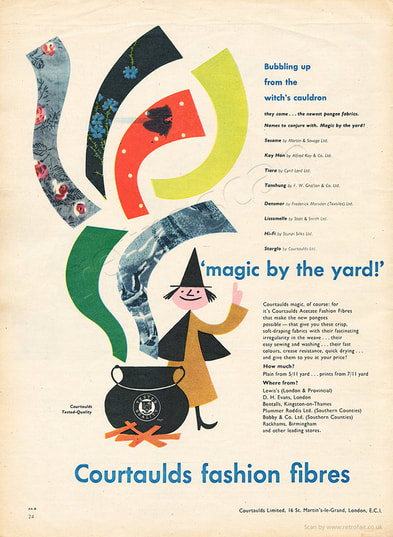1958 Courtaulds Fabrics - unframed vintage ad
