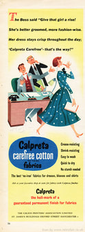 1958 Calpreta Fabrics - unframed vintage ad