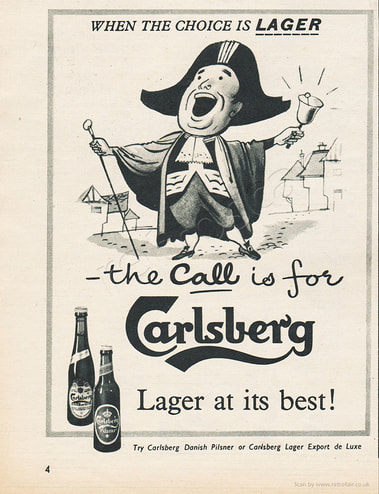 1955 Carlsberg Lager - unframed vintage ad